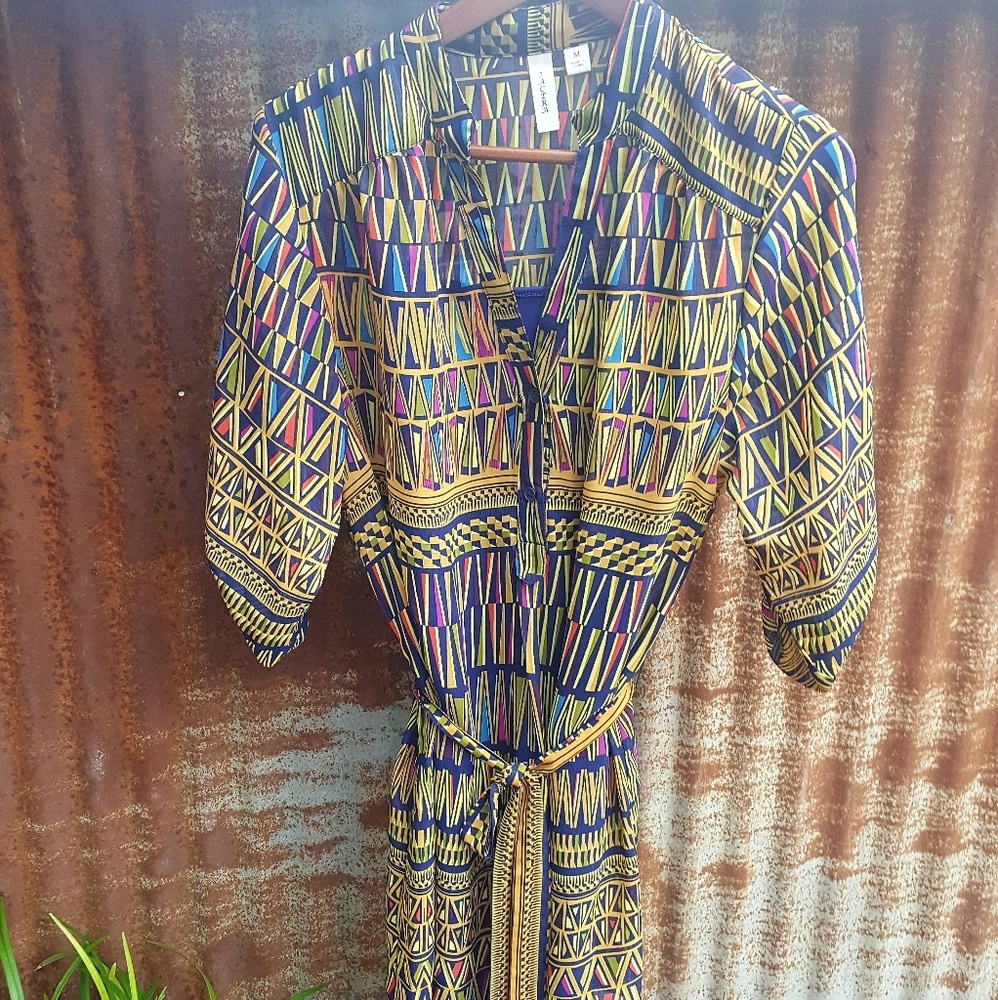 Bohemian chic tie waist slip dress. Fully lined.